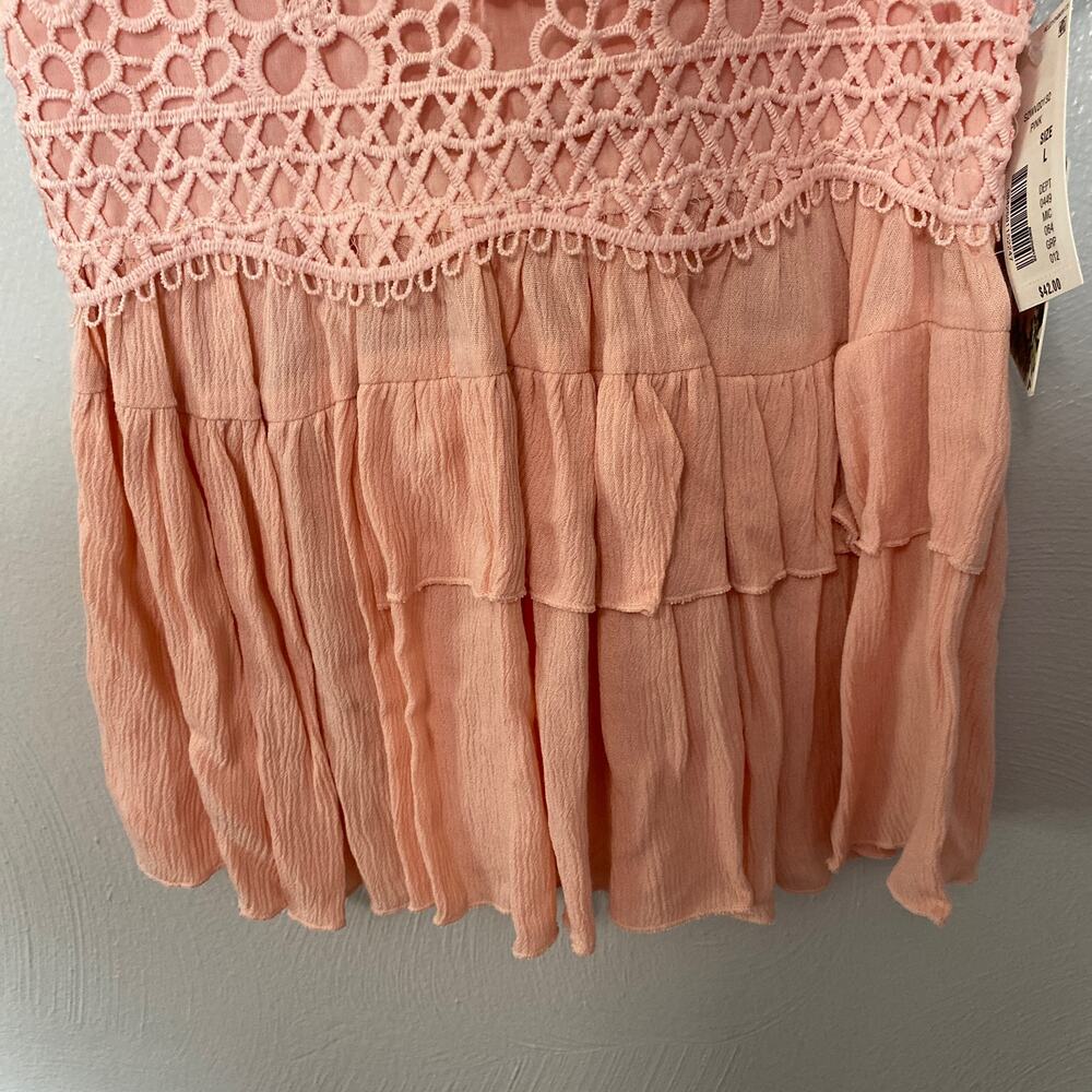 Chelsea & Violet Girls Sleeveless Square Neck Lace‎ Tiered Smocked Tank Size L - Picture 3 of 12
